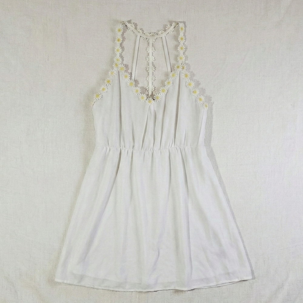 White Sun Dress with Daisy Accents